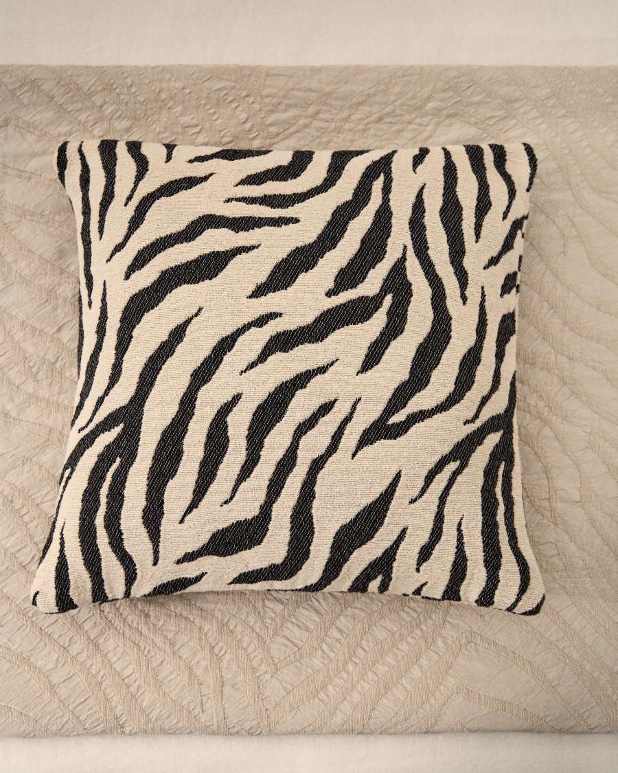 Meluni jacquard kussenhoes van katoen met zebrastrepen 45 x 45 cm