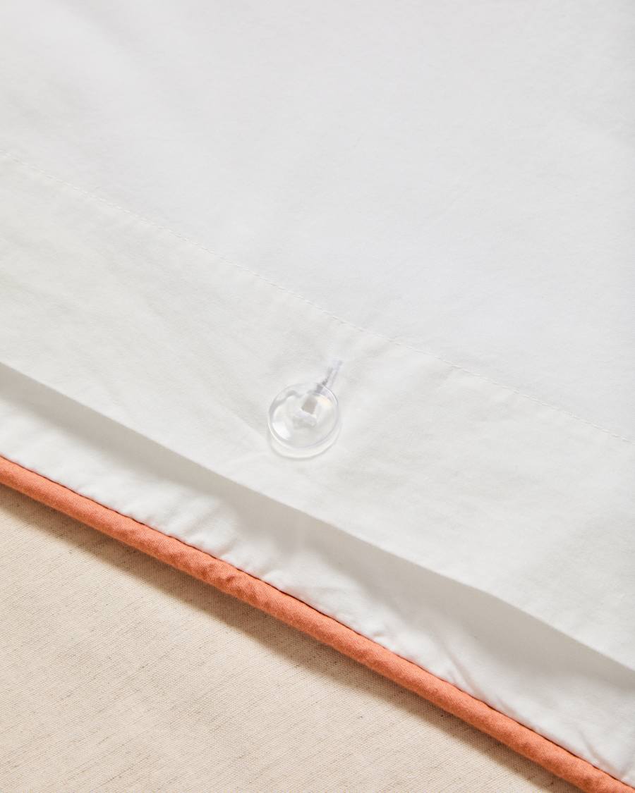 Virelda duvet cover and pillowcase set in beige cotton and linen with embroidered detail for 90cm bed