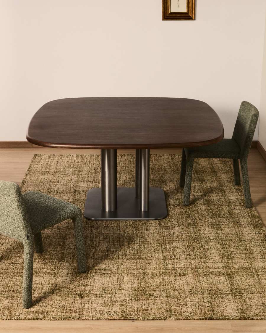 Tapis Zarn en laine mélangée à effet bouclette fine 200 x 300 cm