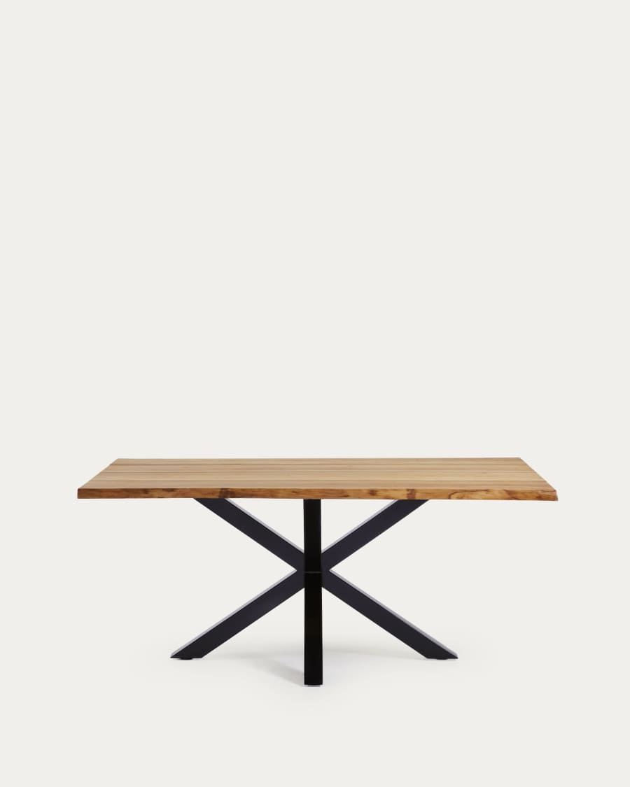 Argo oak veneer table with natural finish and steel legs with black finish 160 x 90 cm