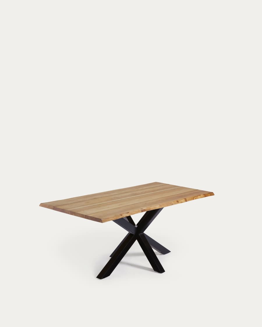 Argo oak veneer table with natural finish and steel legs with black finish 160 x 90 cm