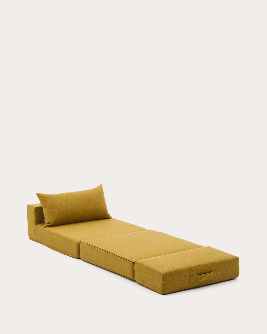 Arty mustard -coloured, convertible pouffe/bed 70 x 89 (200) cm