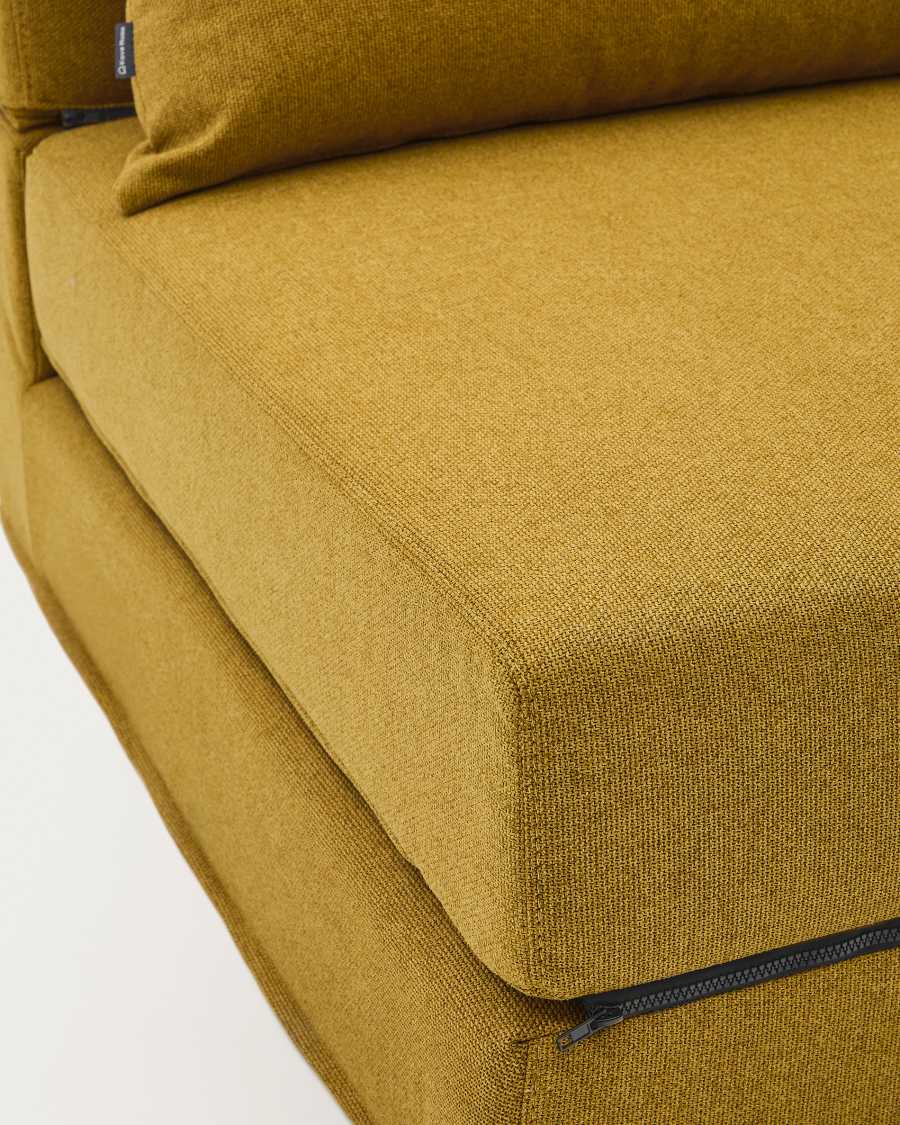 Arty mustard -coloured, convertible pouffe/bed 70 x 89 (200) cm