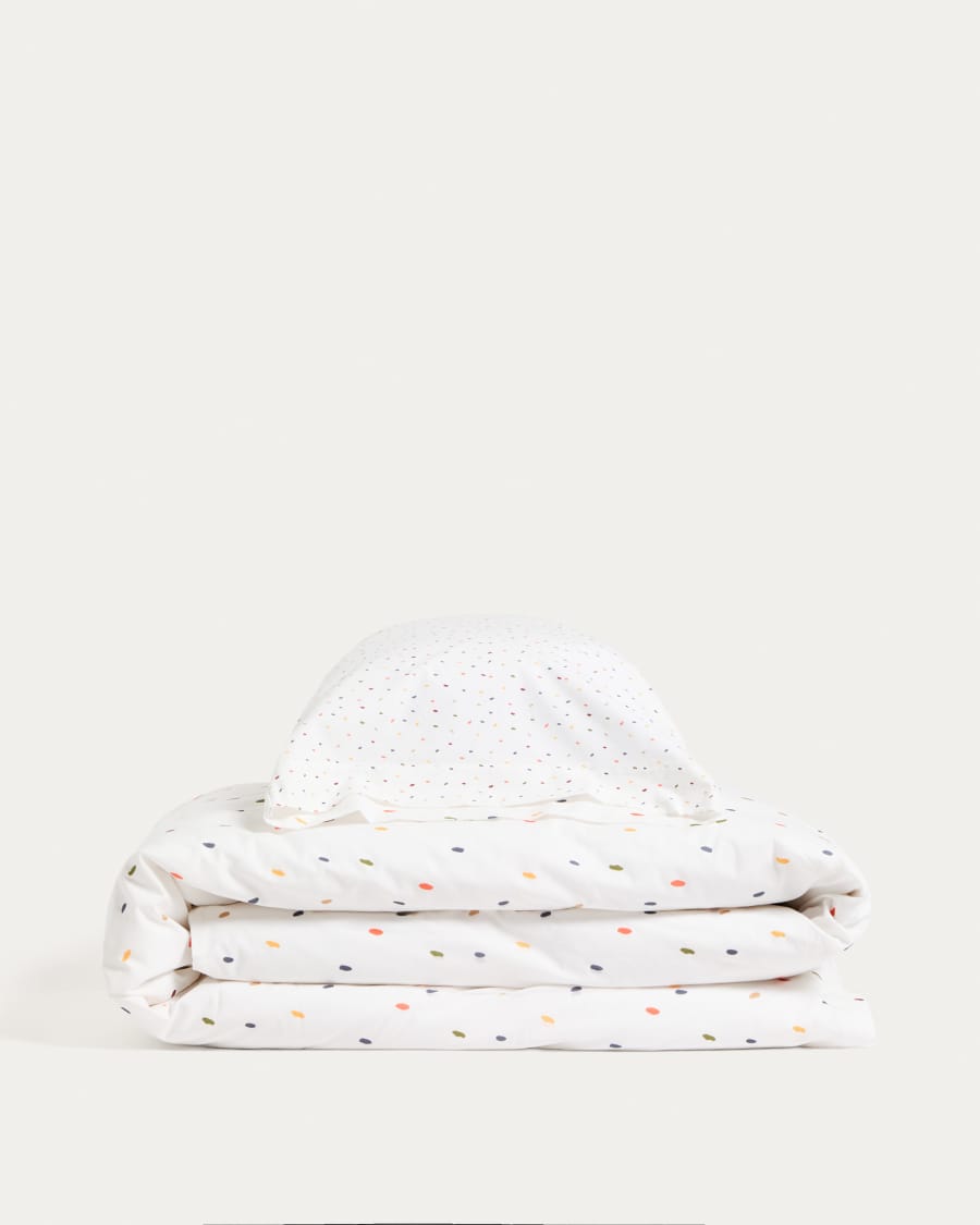Epifania duvet cover and pillowcase set in cotton percale with multicolour print for 70cm bed