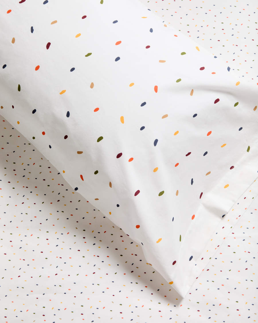 Epifania duvet cover and pillowcase set in cotton percale with multicolour print for 70cm bed