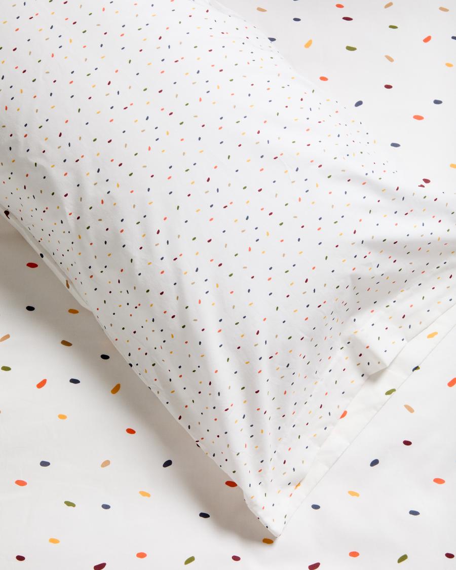 Epifania duvet cover and pillowcase set in cotton percale with multicolour print for 70cm bed