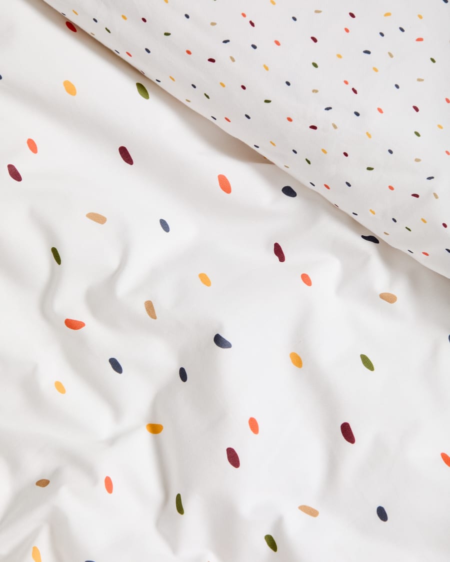 Epifania duvet cover and pillowcase set in cotton percale with multicolour print for 70cm bed