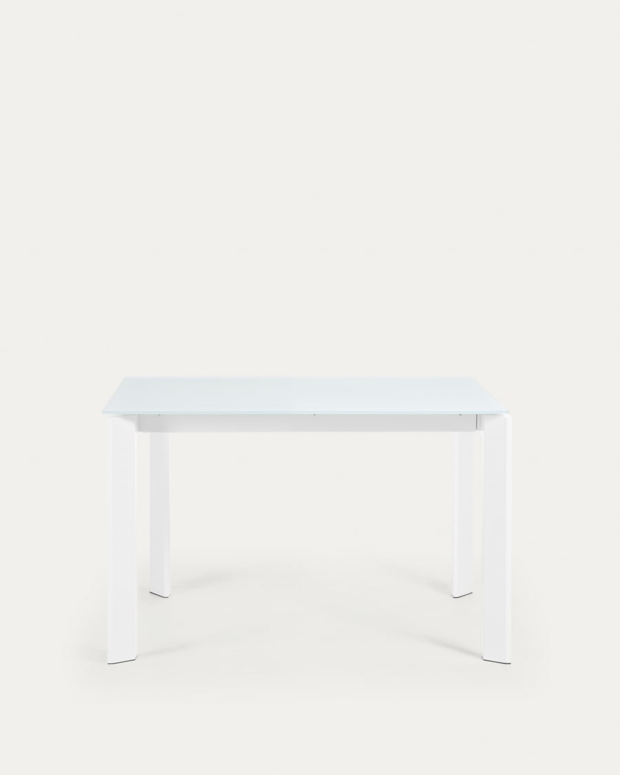 Axis white glass extendable table with white steel legs 120 (180) cm