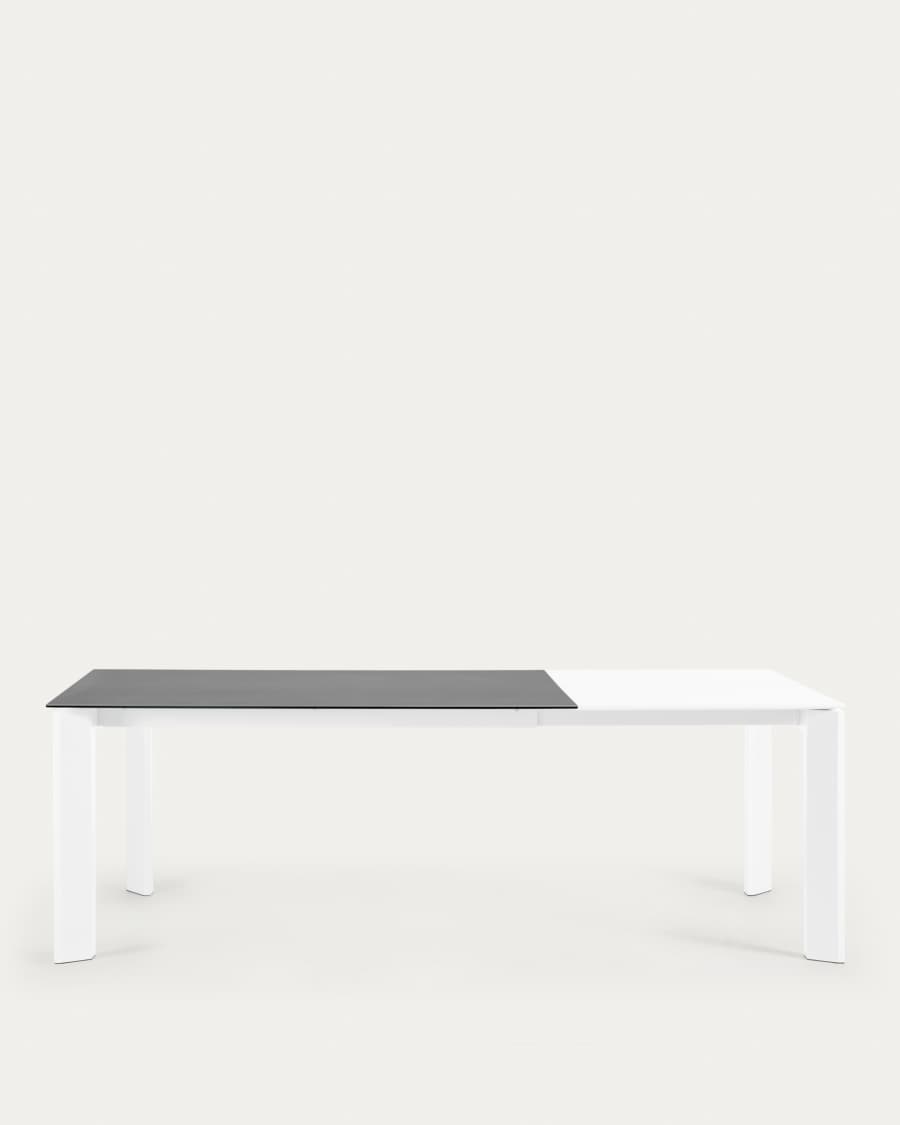 Axis porcelain extendable table in Volcano Rock finish with white legs 160 (220) cm