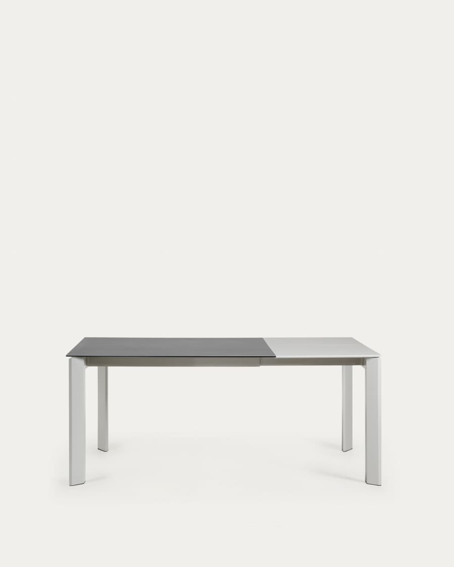 Axis porcelain extendable table in Volcano Rock finish with grey steel legs 120 (180) cm