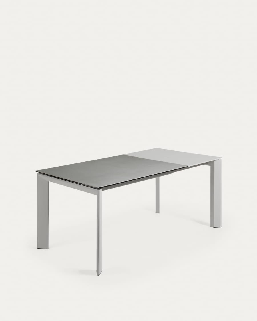 Axis extendable ceramic table with Hydra Plomo finish and grey steel legs 120 (180) cm