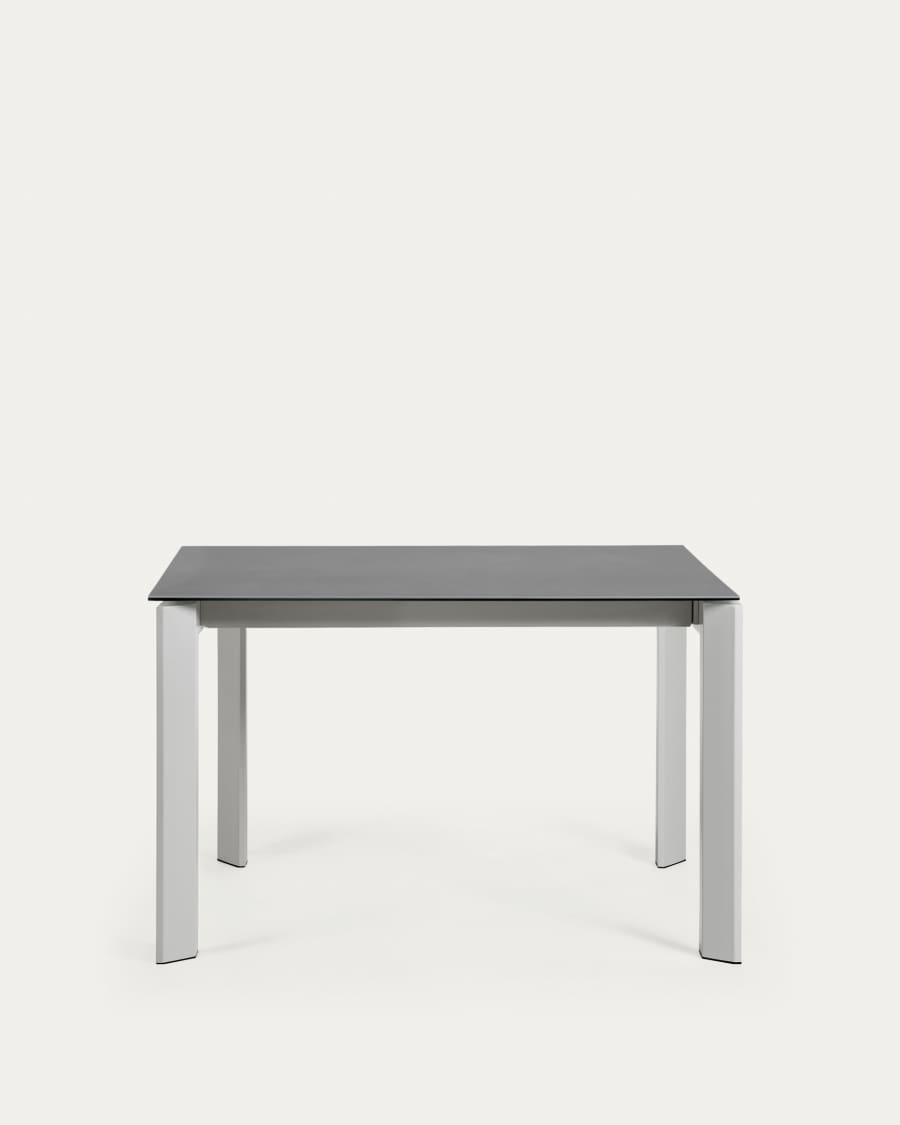 Axis porcelain extendable table in Volcano Rock finish with grey steel legs 120 (180) cm