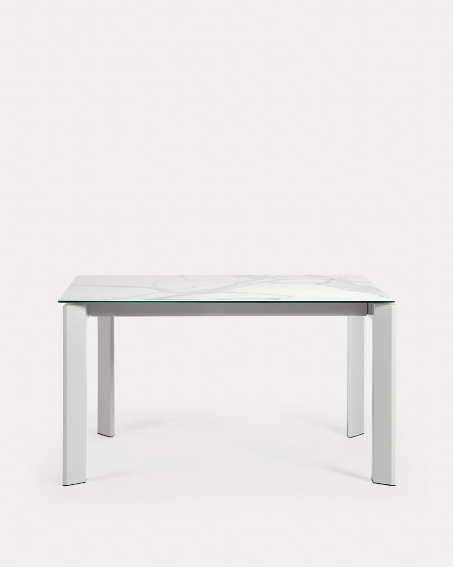 Mesa extensível Axis porcelânico acabamento Kalos Branco pernas cinza 140 (200) cm