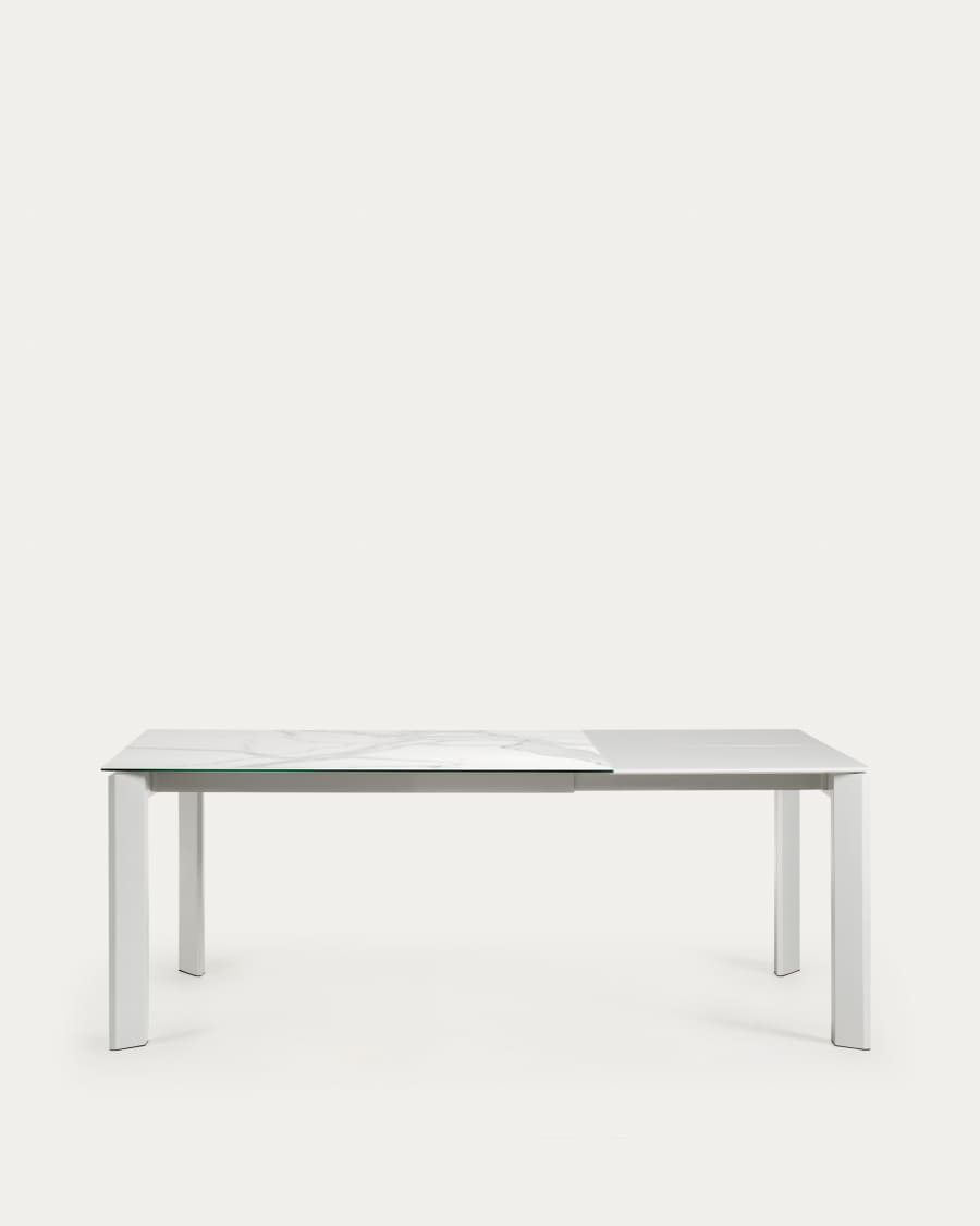 Mesa extensível Axis porcelânico acabamento Kalos Branco pernas cinza 140 (200) cm