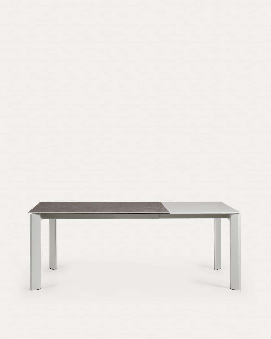Axis porcelain extendable table in Volcano Ash finish with grey steel legs 140 (200) cm