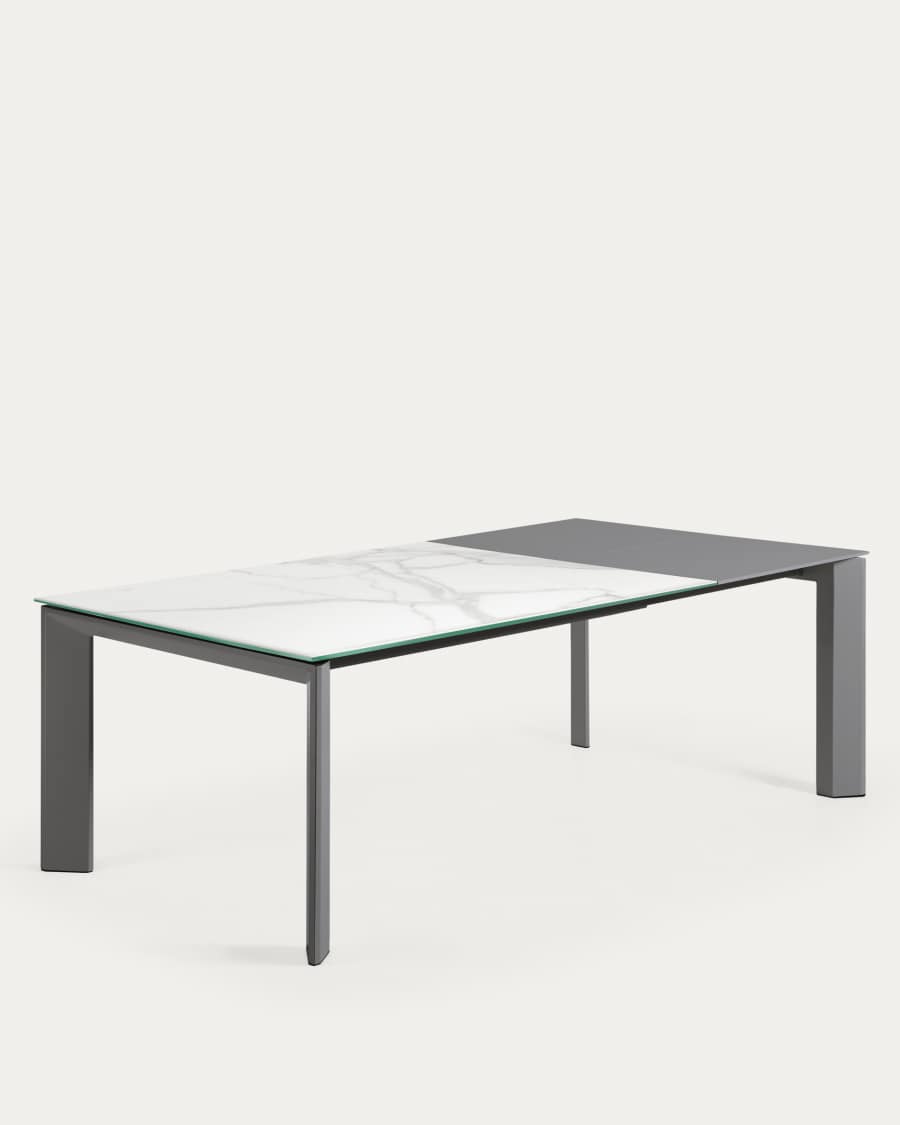 Axis uitschuifbare tafel van porselein met poten in antraciet 160 (220) cm