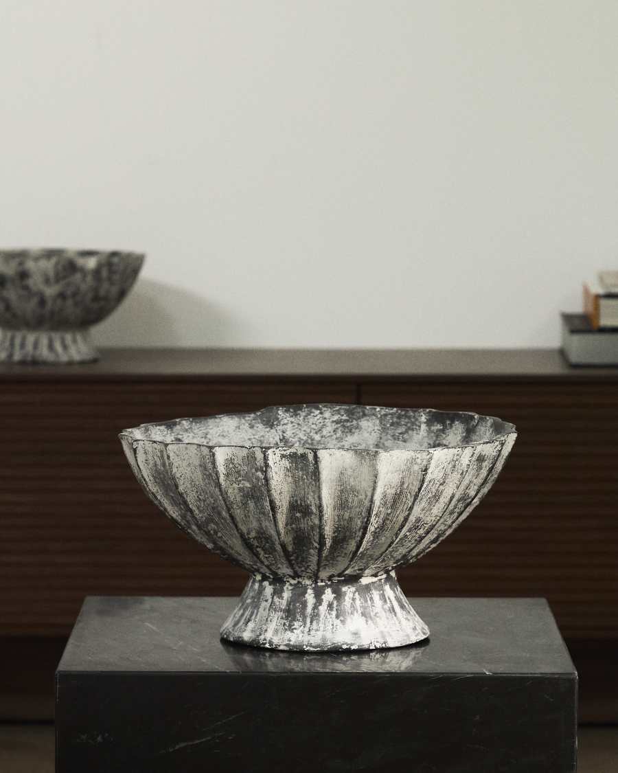 Centre de table Valura en papier mâché gris Ø 33 cm