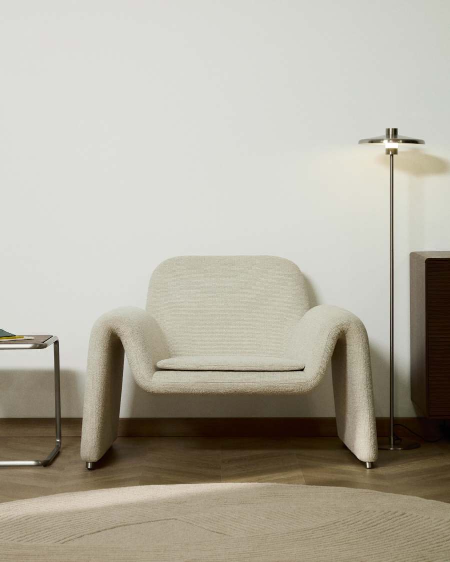 Melvia beige chenille armchair