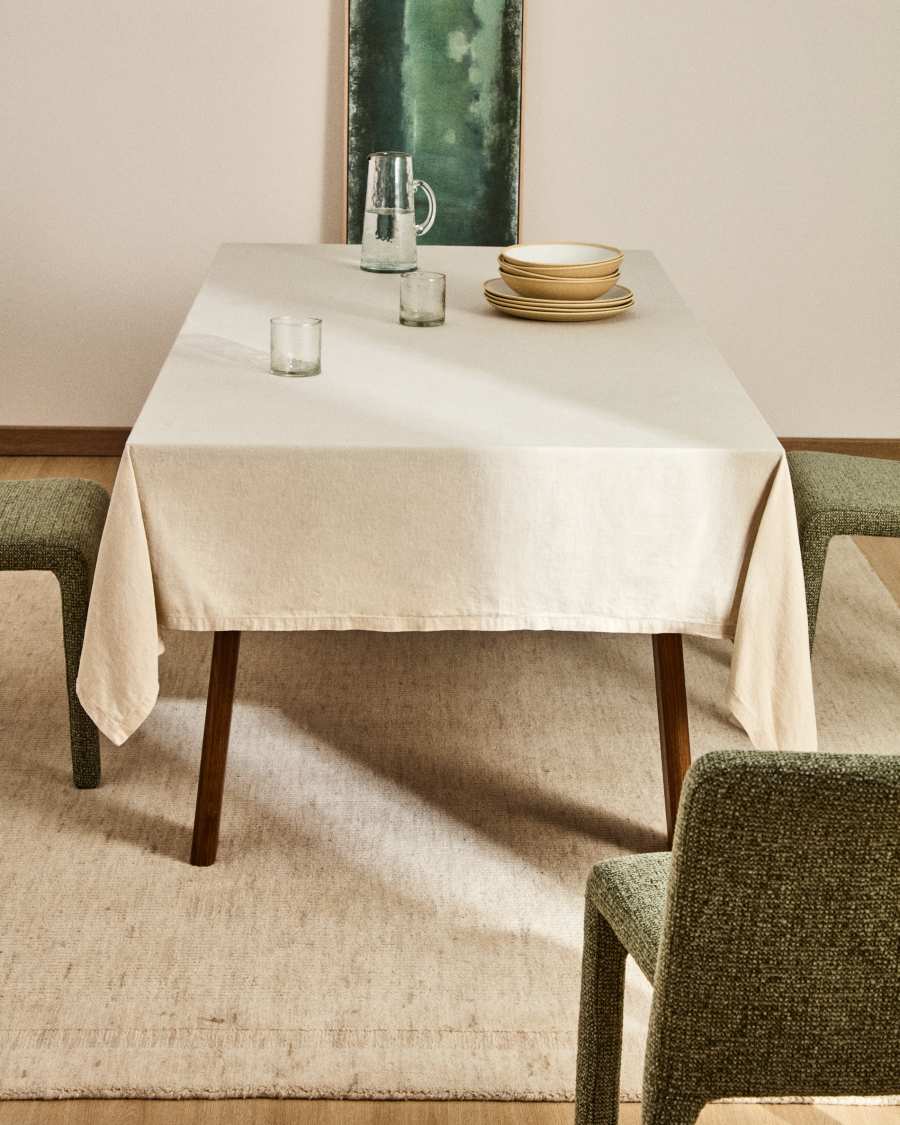 Aldine stone grey cotton and linen tablecloth 170 x 250cm