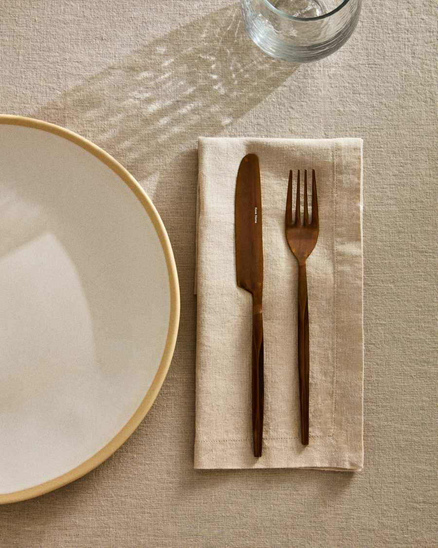 Aldine set of 2 cotton and linen napkins in stone grey