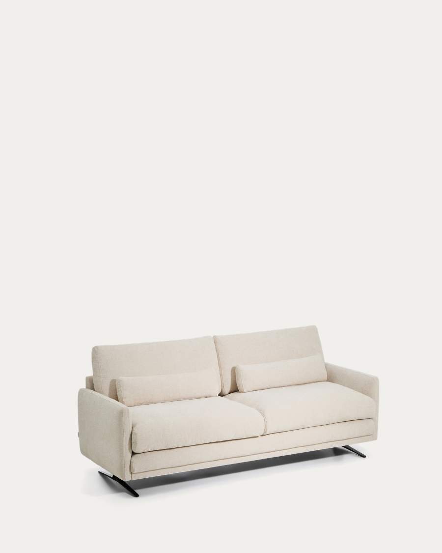 Veliro beige chenille 2-seater sofa with black steel legs 210cm FSC Mix Credit