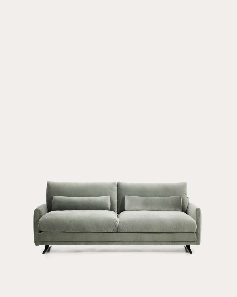 Veliro green velvet 2-seater sofa with steel legs in black finish 210cm FSC Mix Credit