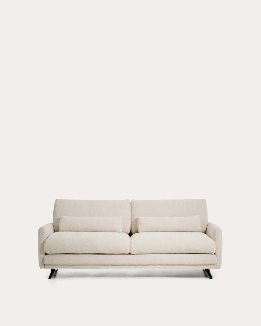 Veliro beige chenille 2-seater sofa with black steel legs 210cm FSC Mix Credit
