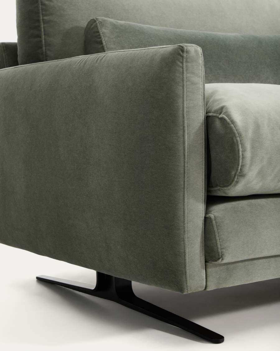 Veliro green velvet 2-seater sofa with steel legs in black finish 210cm FSC Mix Credit