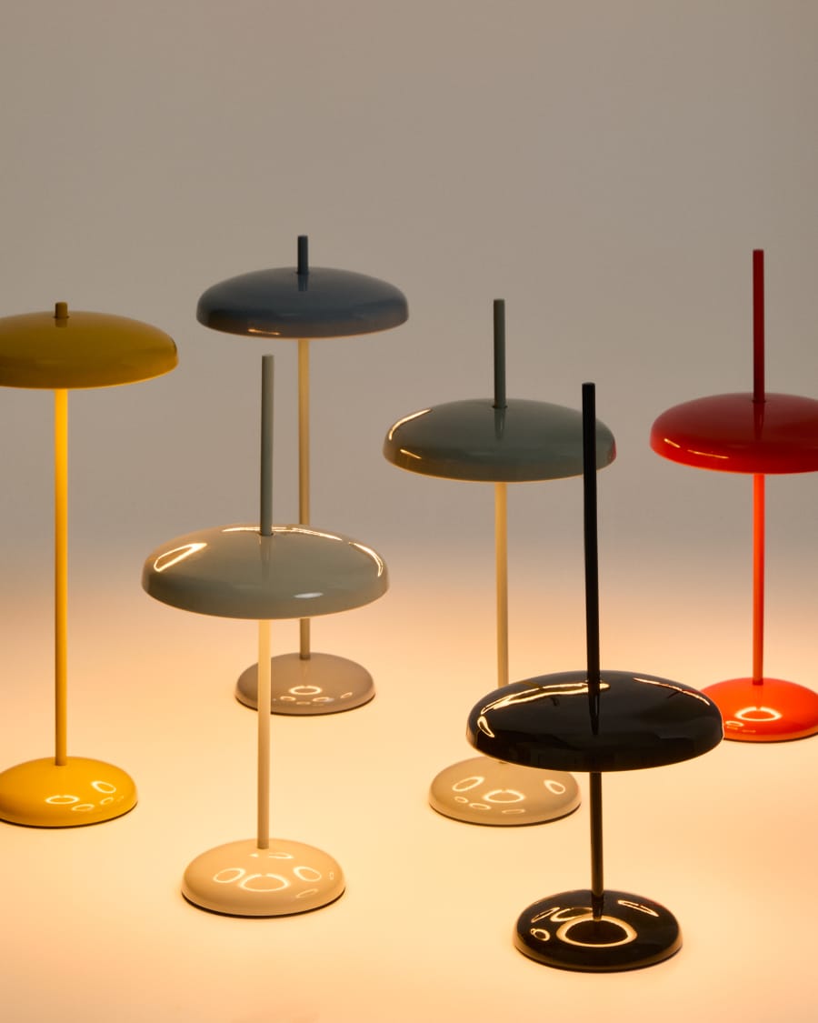 Porte black aluminium portable table lamp