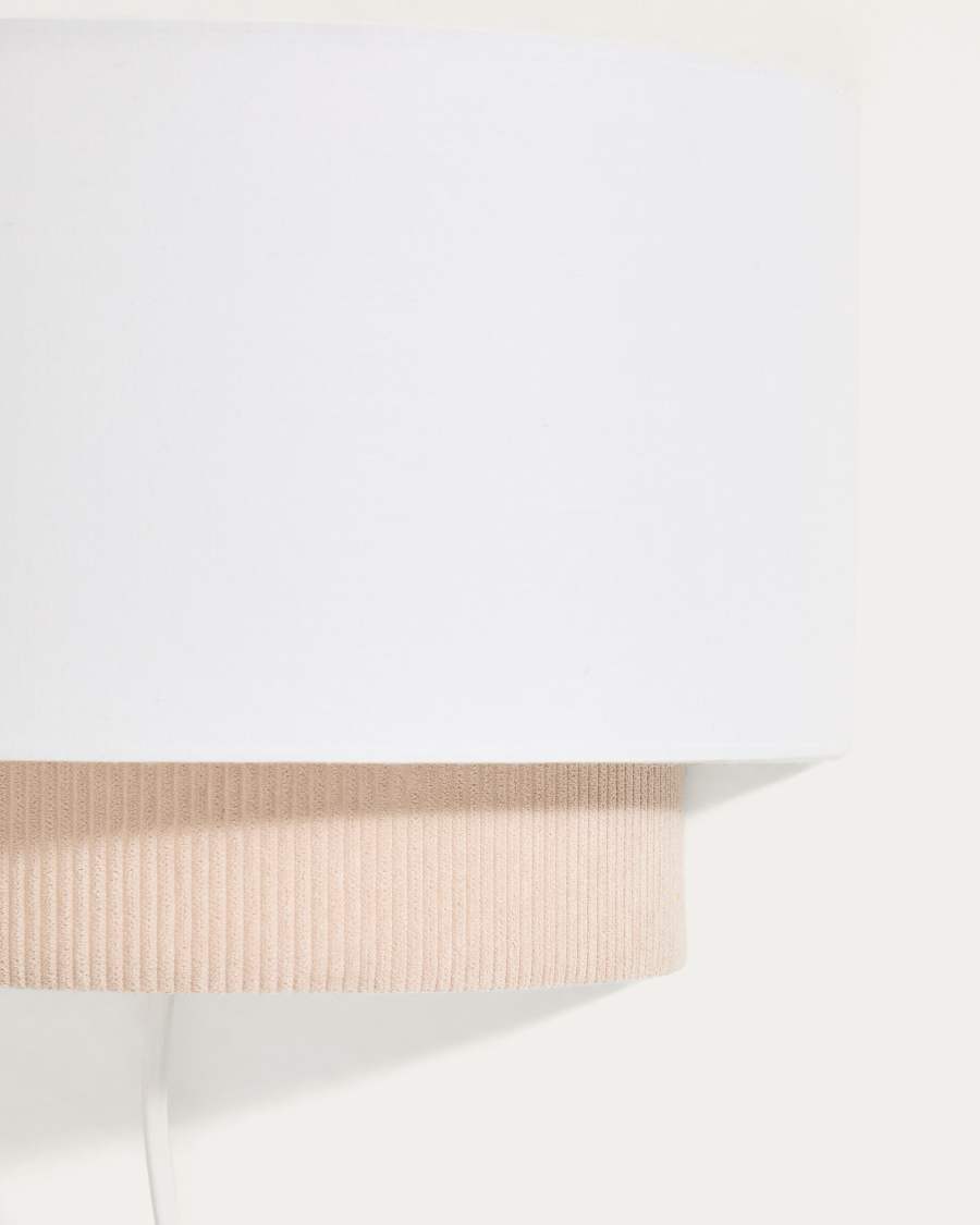 Bianella cotton and beige corduroy wall light Ø 40cm UK adaptor