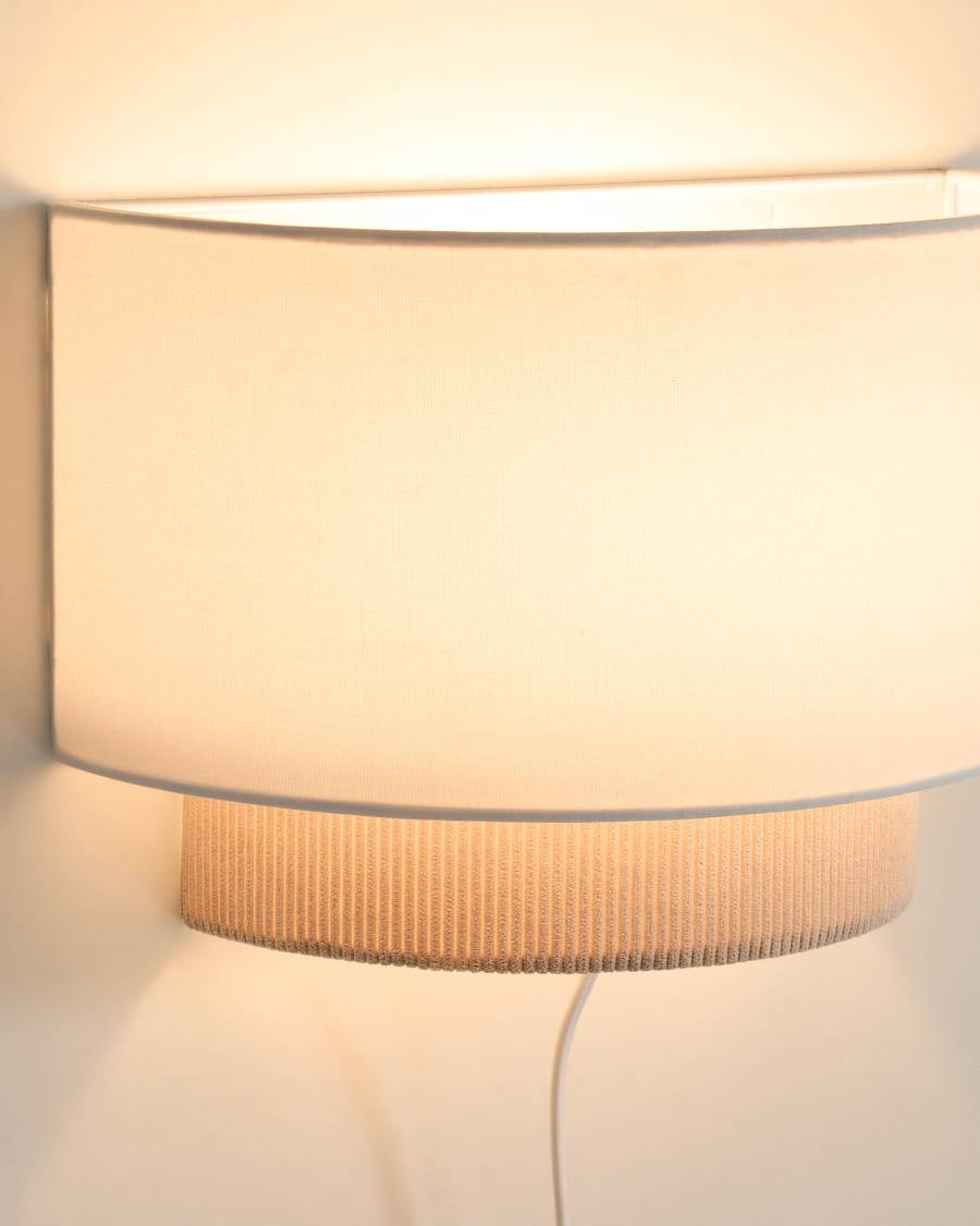 Bianella cotton and beige corduroy wall light Ø 40cm UK adaptor