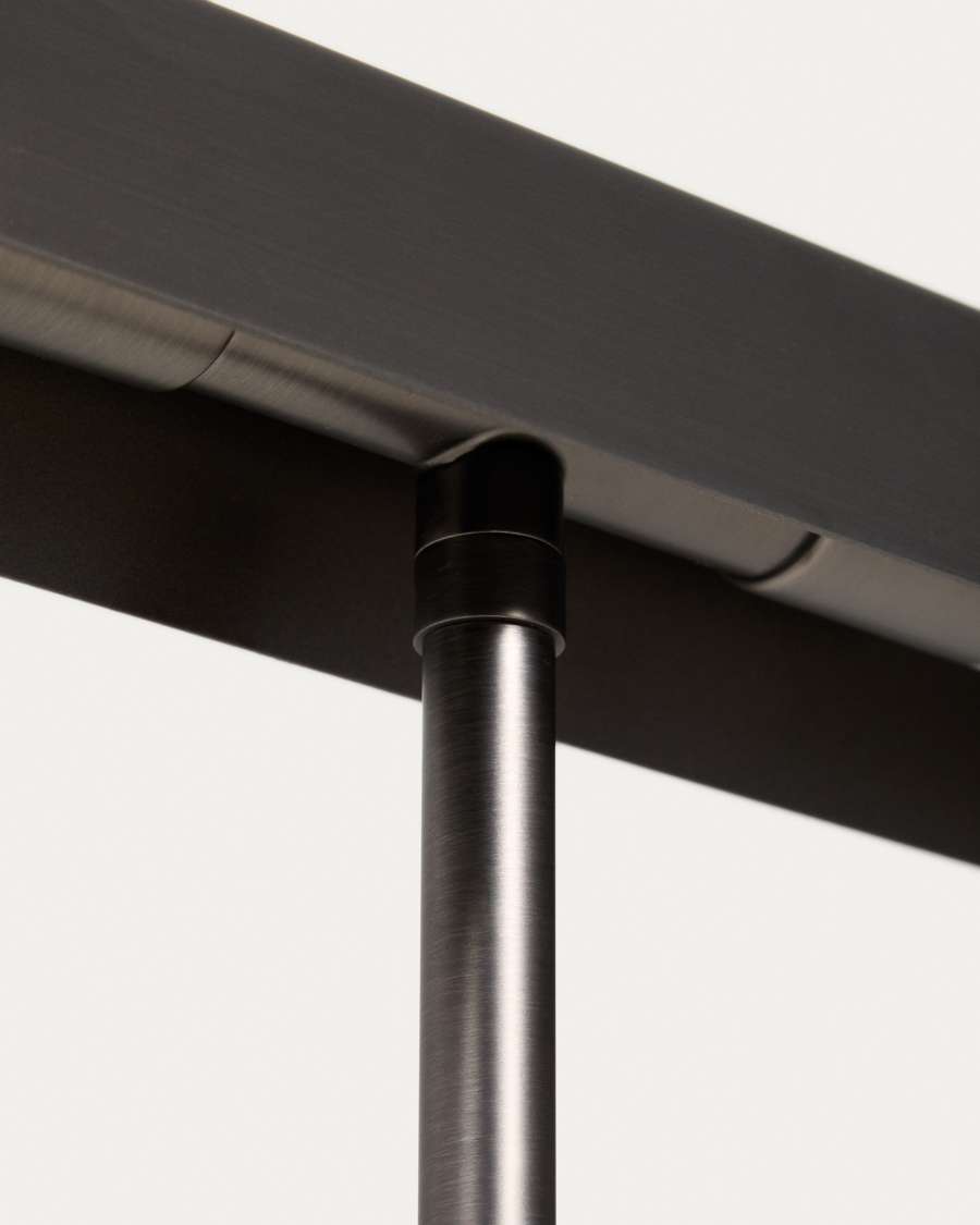 Lynor brushed metal floor lamp with black marble base UK adaptor