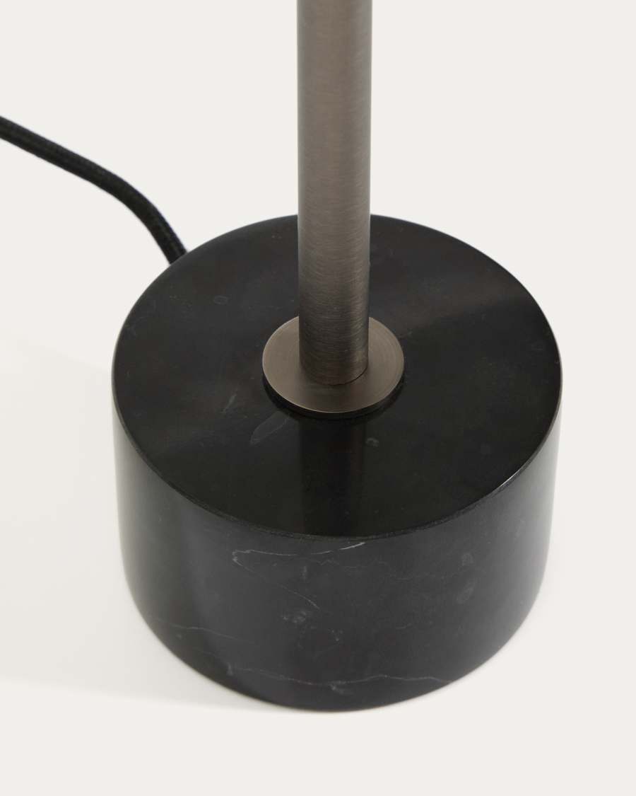 Lynor brushed metal table lamp with black marble base UK adaptor