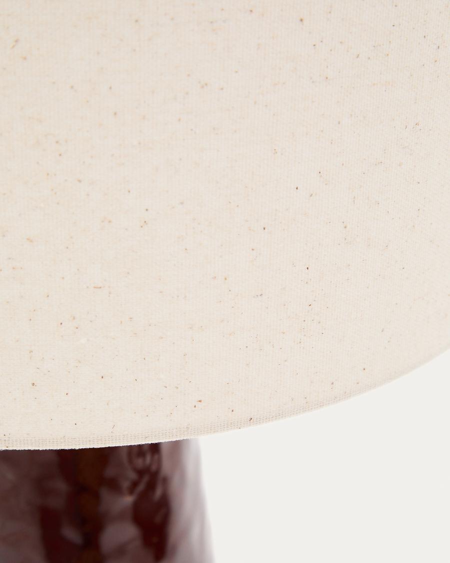Drava table lamp in burgundy ceramic with cotton shade UK adaptor