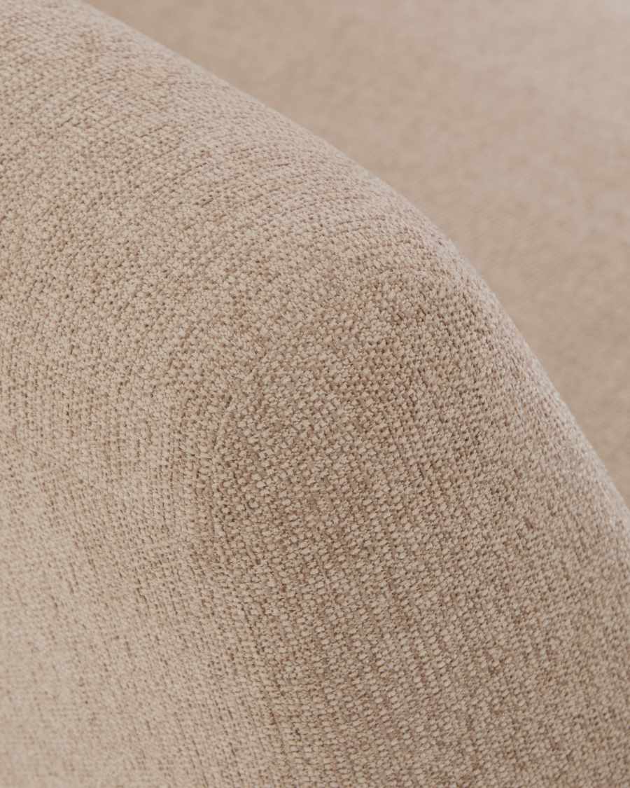 Amsen light brown 3-seater sofa in walnut plywood with brushed stainless steel legs 205cm