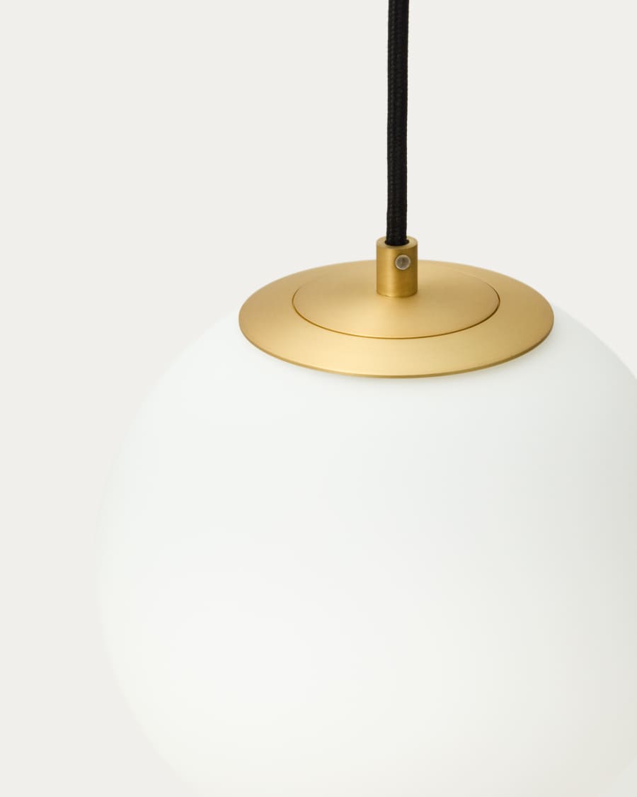 Brisia metal ceiling lamp with brushed brass finish and 1 frosted glass ball Ø15cm