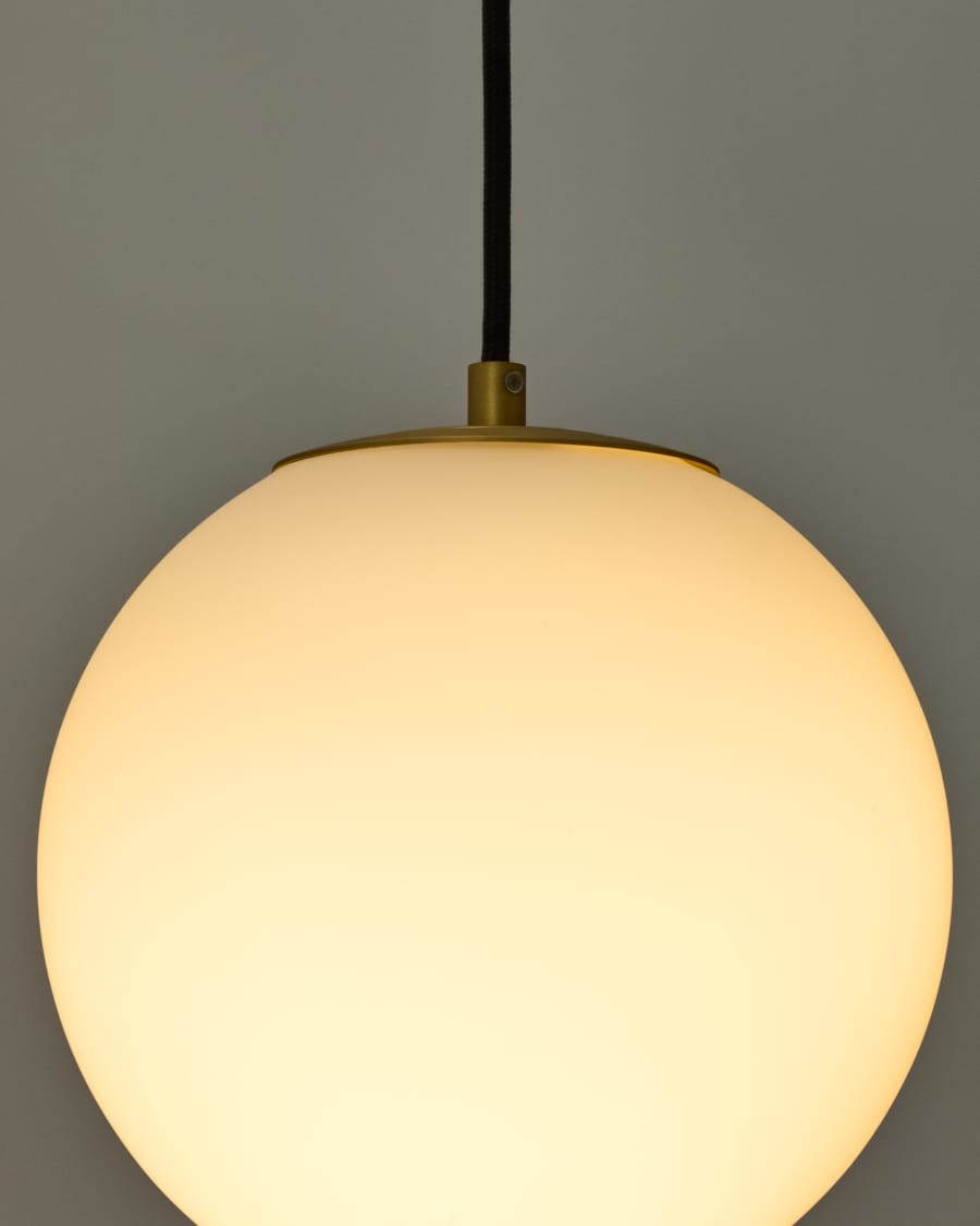 Brisia metal ceiling lamp with brushed brass finish and 1 frosted glass ball Ø15cm