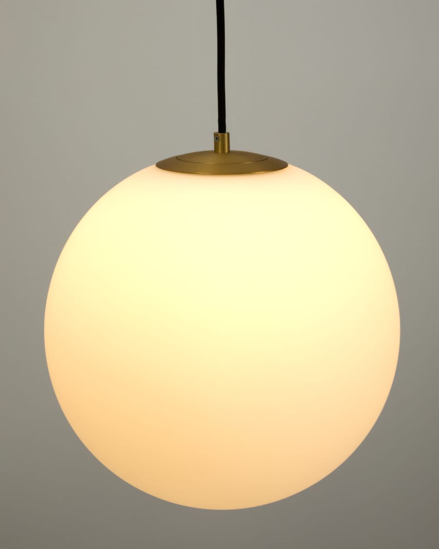 Brisia metal ceiling lamp with brushed brass finish and 1 frosted glass ball Ø30cm