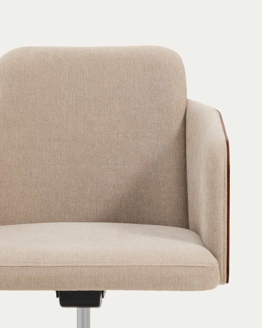 Madai desk chair in brown chenille and ash veneer with walnut finish FSC Mix Credit