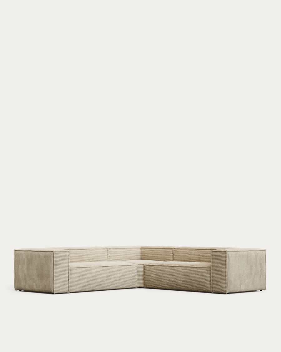 Blok fire-retardant 4-seater corner sofa in thick ecru corduroy 290 x 290cm FSC Mix Credit