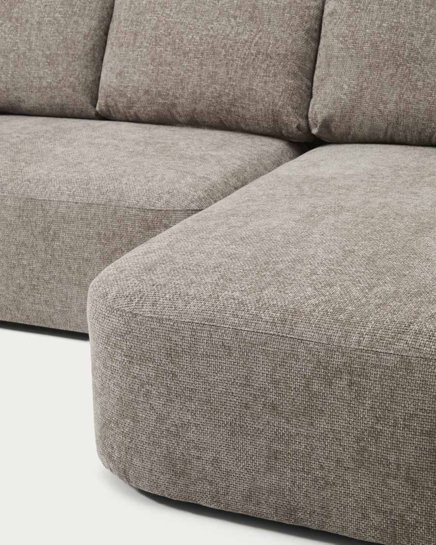3-Sitzer-Bettsofa Laira in taupefarbener Chenille und Chaiselongue rechts, 246 cm, FSC Mix Credit