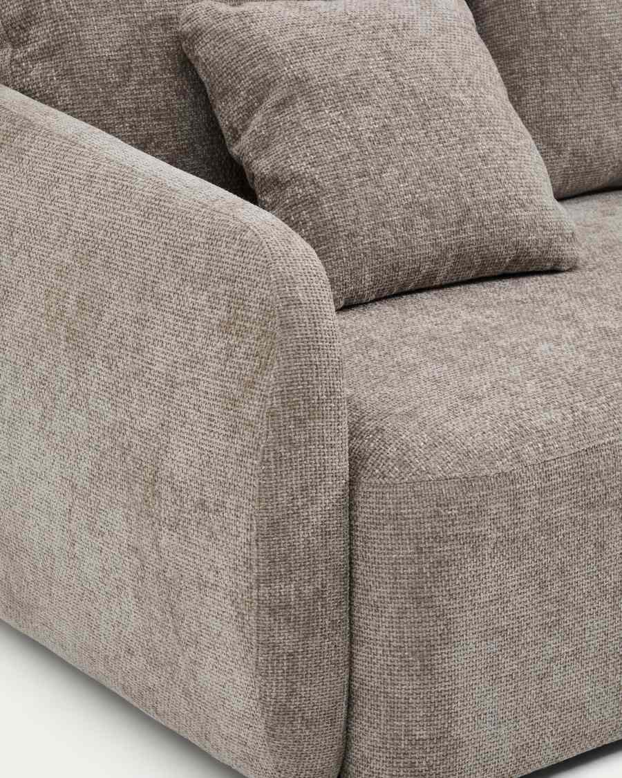 3-Sitzer-Bettsofa Laira in taupefarbener Chenille und Chaiselongue rechts, 246 cm, FSC Mix Credit