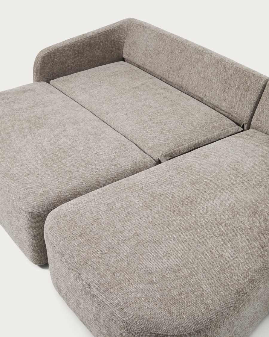 3-Sitzer-Bettsofa Laira in taupefarbener Chenille und Chaiselongue rechts, 246 cm, FSC Mix Credit