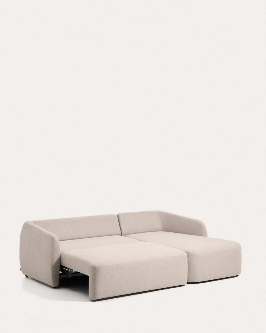 Divano letto Laira 3 posti in ciniglia beige con chaise longue destra 246 cm FSC Mix Credit