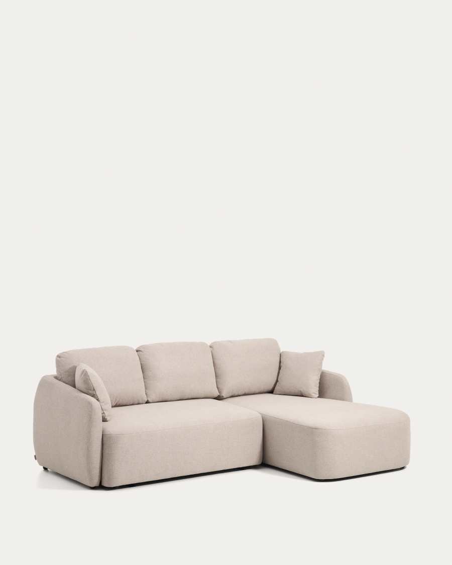 Divano letto Laira 3 posti in ciniglia beige con chaise longue destra 246 cm FSC Mix Credit