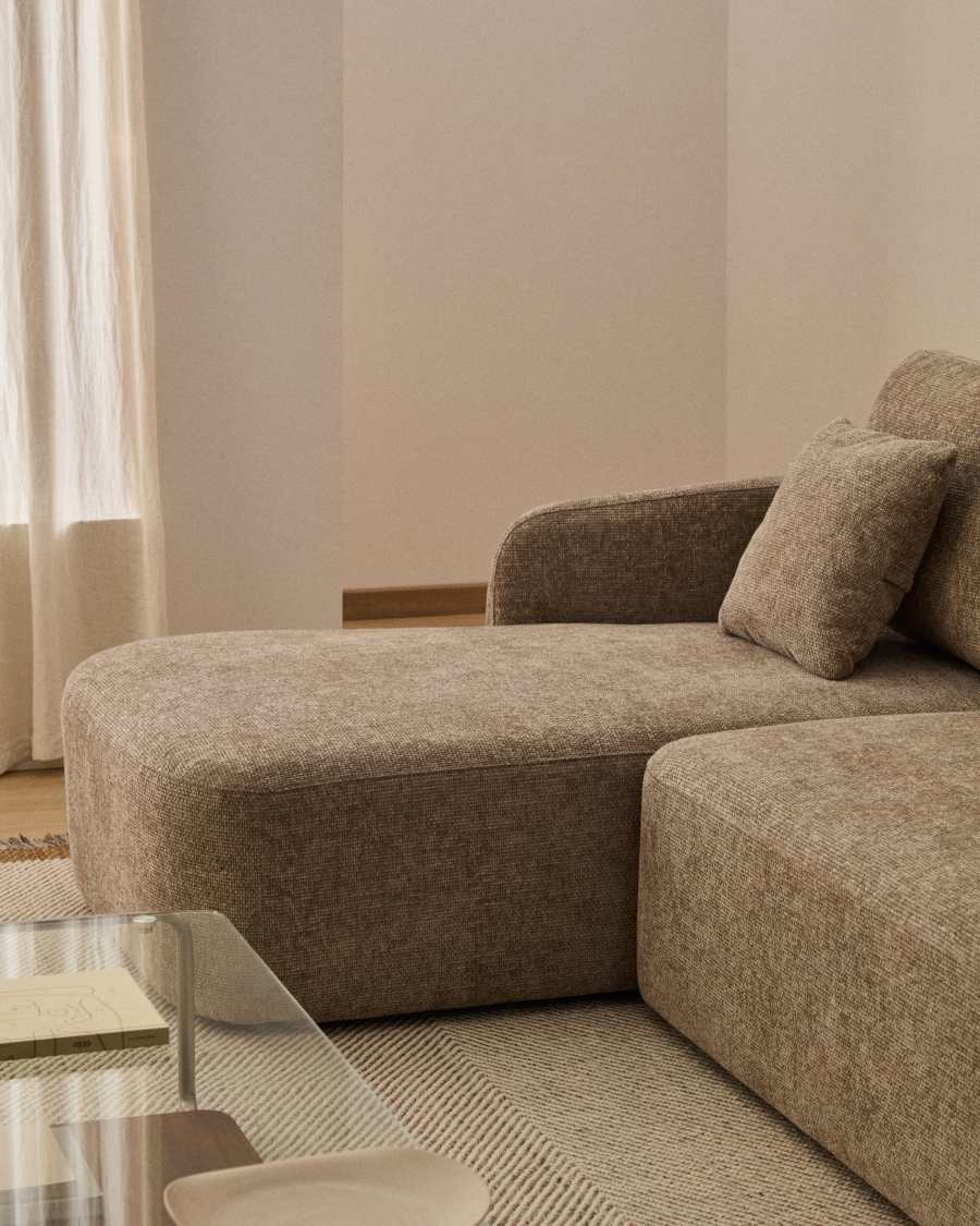 Laira 3-seater sofa bed with left chaise longue in taupe chenille 246cm FSC Mix Credit