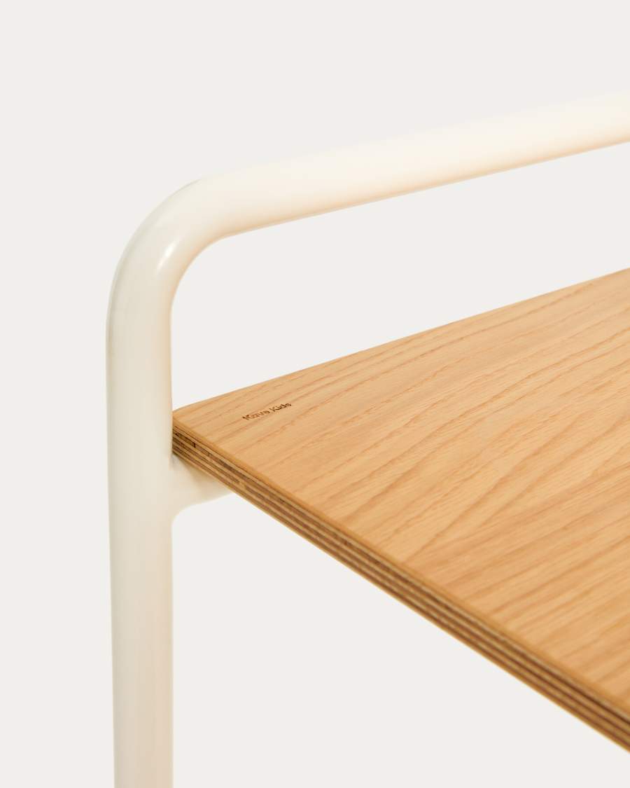 Tinn ash veneer desk with a beige metal structure, 82 x 45 cm