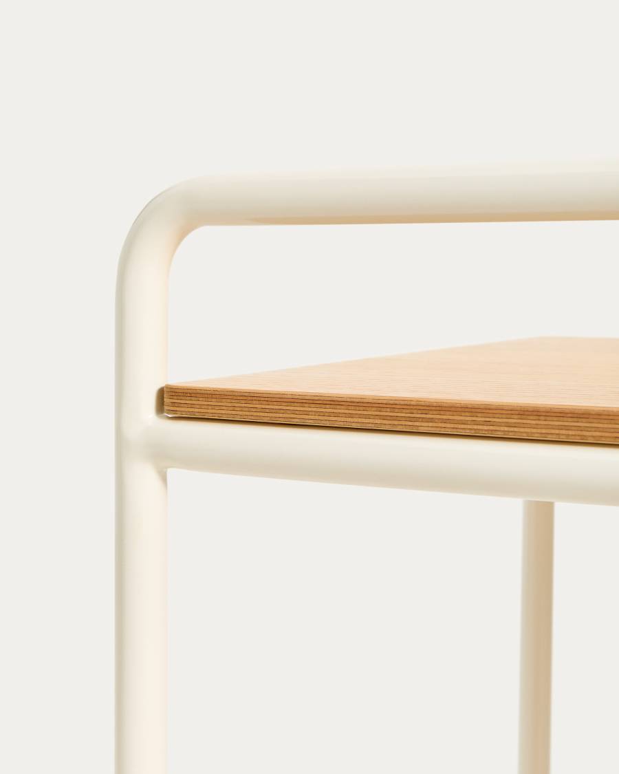 Tinn ash veneer desk with a beige metal structure, 82 x 45 cm