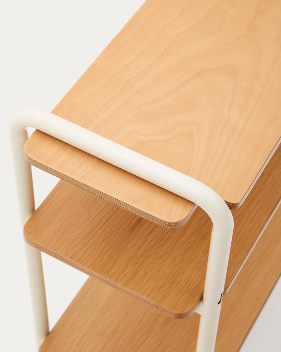 Étagère Tinn en placage de frêne et structure en métal beige 70 x 60 cm