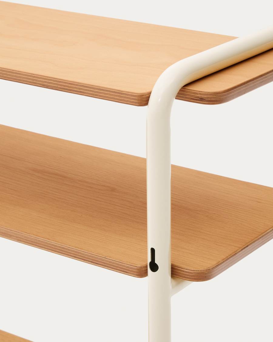 Étagère Tinn en placage de frêne et structure en métal beige 70 x 60 cm